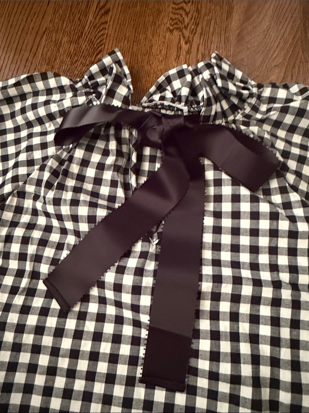 GeeGee black and white gingham bow top small - Picture 8 of 11